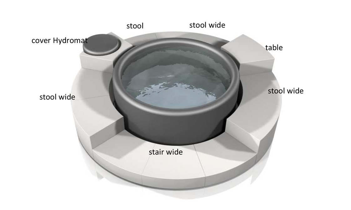 Obloga za jacuzzi Softub. Model -CUBE. Softub Resort, črna/perla, bela obloga - RENDER